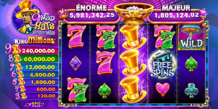 9 Mad Hats King Millions Absolootly Mad jackpots